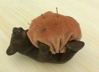 Antique Very Nicely Carved Black Forest Bear Pin Cushions