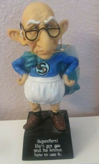 Ecu Westland Giftware Coots Figurine Fart Old Man In Superman Outfit
