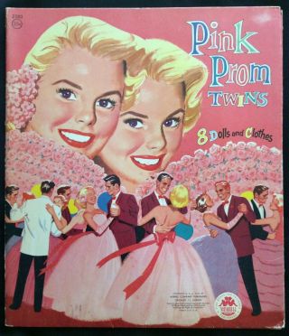 1956 Pink Prom Twins Paper Dolls,  Cut Merrill Set