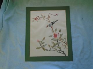 Ref 002 Chinese Fine Silk Embroidery Bird In Flora