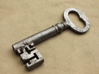 Large Antique Victorian Iron Key For Padlock / Door,  Vintage Key