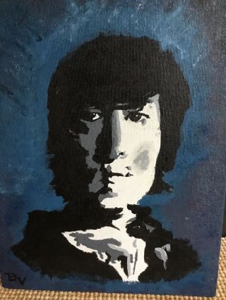 Vintage John Lennon Painting Signed “bv”one Of A Kind 11”x 14”