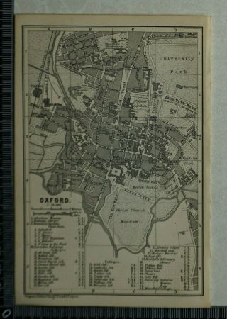1897 Baedeker Map Plan Of Oxford