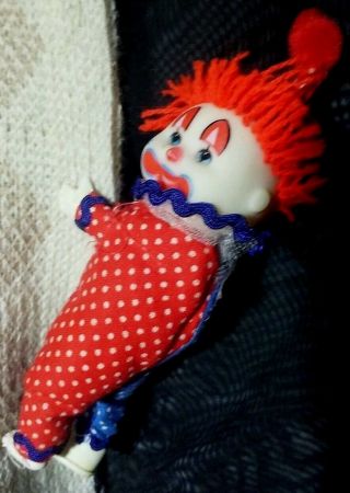 Vintage Red & Blue Happy Clown Clip - On Toy Hugger 1980 