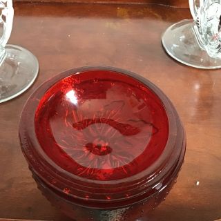 Longaberger 2005 Collectors Club Ruby Red Strawberry Two Piece Jam Jar No Box 5