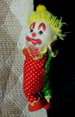 Vintage Green & Red Happy Clown Clip - On Toy Hugger 80 