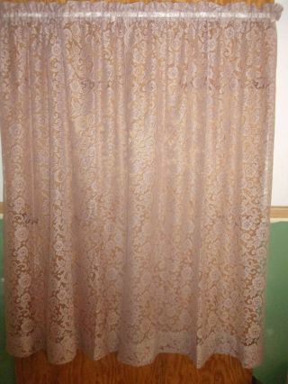 Vintage Pair Lavender Floral Lace Rod Pocket Curtains 42 " Wx60 " L Each
