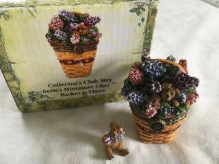 Boyds Bears Longaberger Collector’s Club May Miniature Lilac Basket W/elana