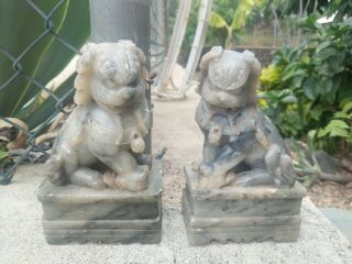 Vintage Stone Foo Dog Carving Chinese