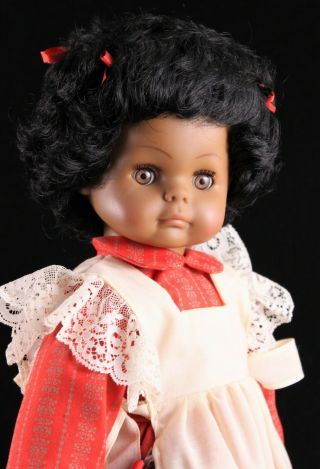 German Engel Puppe 17 " Vintage African American Doll Vinyl Soft Body Black Hair