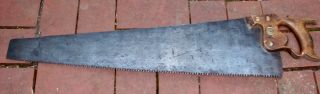 Vintage Antique H.  Disston And Sons Hand Saw 28 " Long Blade Rip Saw