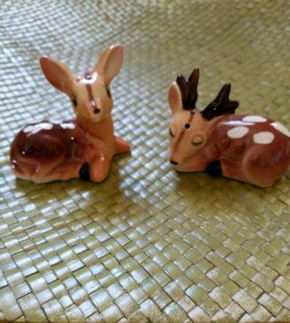 Vintage Baby Deer Fawns Salt And Pepper Shakers Cute Marked H273
