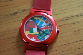 Vintage United Colors Of Benetton Bulova Time Of The World Flag Watch 1980s