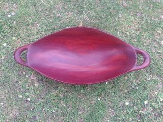 Large Hand Carved Oval Teak? Wooden Bowl With Handles.  50cm Long.