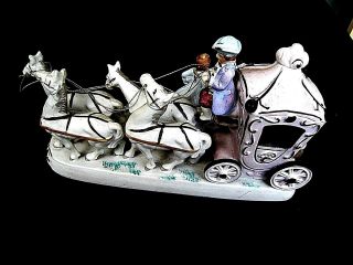 Fairyland China.  Occupied Japan.  Carriage and Horses.  Bisque. 3
