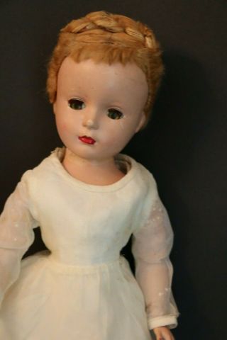 Vintage Madame Alexander Hard Plastic Doll,  14 In,  Bridal Gown Vintage Doll