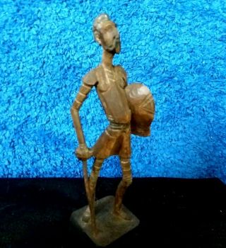 Vintage Don Quixote Wooden Hand Carved Figurine With Sword&helmet Collectible