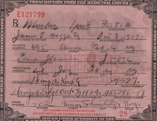 1929 Prohibition Whiskey Prescription Antique Doctor Pharmacy Bar Schenectady NY 2