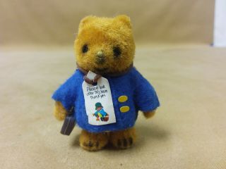 Vintage Eden Toys Paddington Bear Flocked 2.  5 " Made In Hong Kong Miiniature Mini