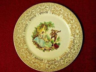VINTAGE TRIUMPH AMERICAN LIMOGES CHINA D ' OR 22 K GOLD DECORATIVE PLATE 10 