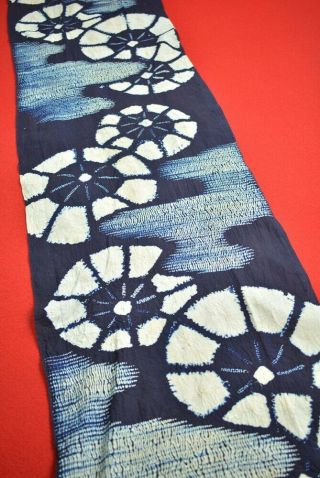 ZB56/65 Vintage Japanese Fabric Cotton Antique Boro Indigo Blue SHIBORI 58.  7 
