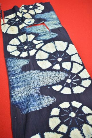 ZB56/65 Vintage Japanese Fabric Cotton Antique Boro Indigo Blue SHIBORI 58.  7 
