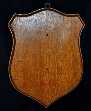 Antique Vintage Arts & Crafts 1920 Oak Wall Plaque Shield Medallion Crest 3