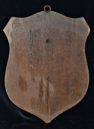 Antique Vintage Arts & Crafts 1920 Oak Wall Plaque Shield Medallion Crest 4