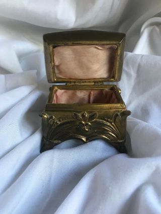 Antique Small Art Nouveau Jewelry Casket Trinket Gold Ring Box 1340 2
