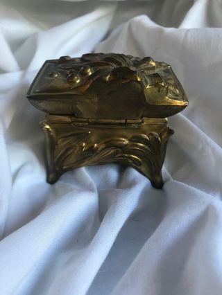 Antique Small Art Nouveau Jewelry Casket Trinket Gold Ring Box 1340 3