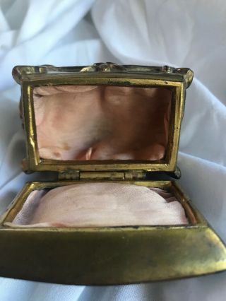 Antique Small Art Nouveau Jewelry Casket Trinket Gold Ring Box 1340 4