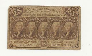 United States Fractional Currency 25 Cents Antique Money,  Currency