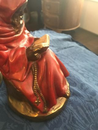 PAIR BOOKENDS RED ROBE MONK READING,  MARION BRONZE 1920 ' S 3