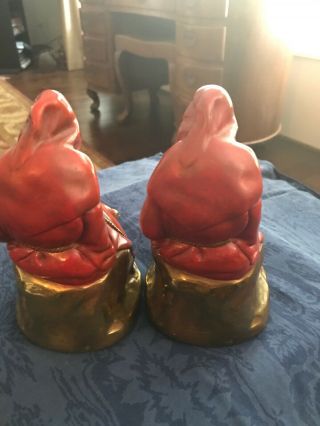 PAIR BOOKENDS RED ROBE MONK READING,  MARION BRONZE 1920 ' S 4