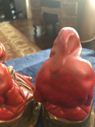 PAIR BOOKENDS RED ROBE MONK READING,  MARION BRONZE 1920 ' S 6