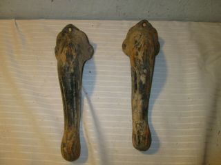Set Of 2 Antique Cast Iron Claw Foot Bath Tub Legs Feet.