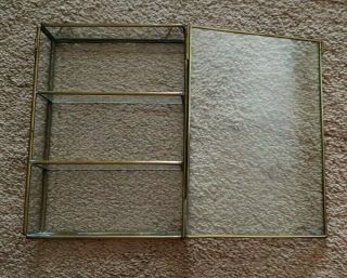 Vtg Glass and Brass Small Curio Wall/Table Top Display Cabinet for Miniatures 3
