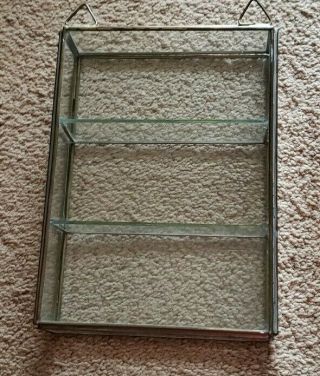 Vtg Glass and Brass Small Curio Wall/Table Top Display Cabinet for Miniatures 4