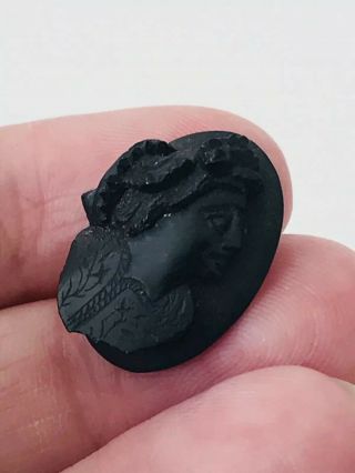 Antique Victorian Whitby Jet Carved Cameo 2