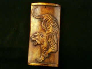 Great Pure Chinese Old Bone Hand Carved Tiger Pendant Aaa023