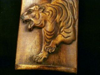 Great Pure Chinese Old Bone Hand Carved Tiger Pendant Aaa023 3