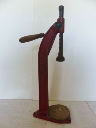 Vintage Antique Big Ben Red Bottle Capper Corker Cast Iron Drill Press