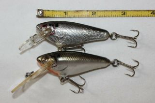 2 Vintage Bagley Small Fry Shad Fishing Lures 2 3/8 " Sf & Ts Both Vg,