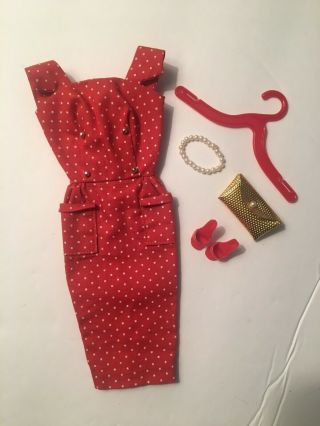 Vintage 1960’s Barbie Doll Dress Red Polka Dot Sheath