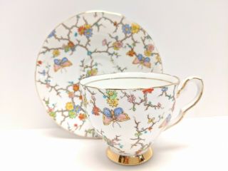 Royal Stafford Blossom And Butterfly Chintz Teacup And Saucer Collector Cup