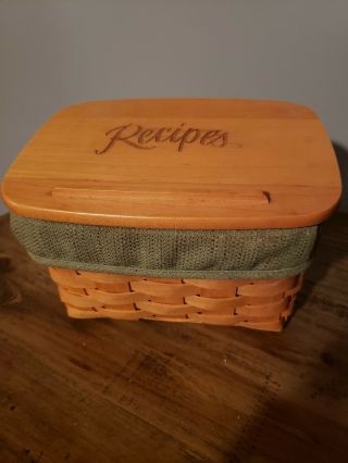 Longaberger Recipe Basket With Protector,  Lid And Liner
