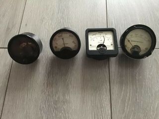 3 Vintage Volt Meters Plus Empty Case - For Spares