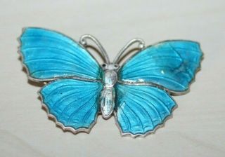 Antique Sterling Silver Enamel Butterfly Brooch