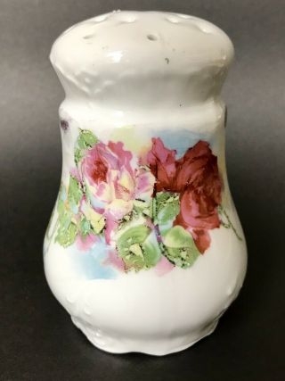 Antique Victorian Porcelain Sugar Shaker With Roses