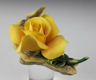 Boehm Hand Painted Bone Porcelain Artist Signed Yellow Rose 25007 Figurine Jef
